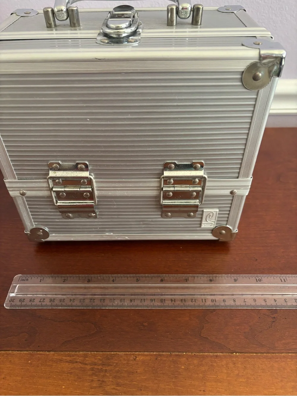 Caboodles Metal Makeup Train Case | Silver Aluminum | Multi‑Tier Organizer